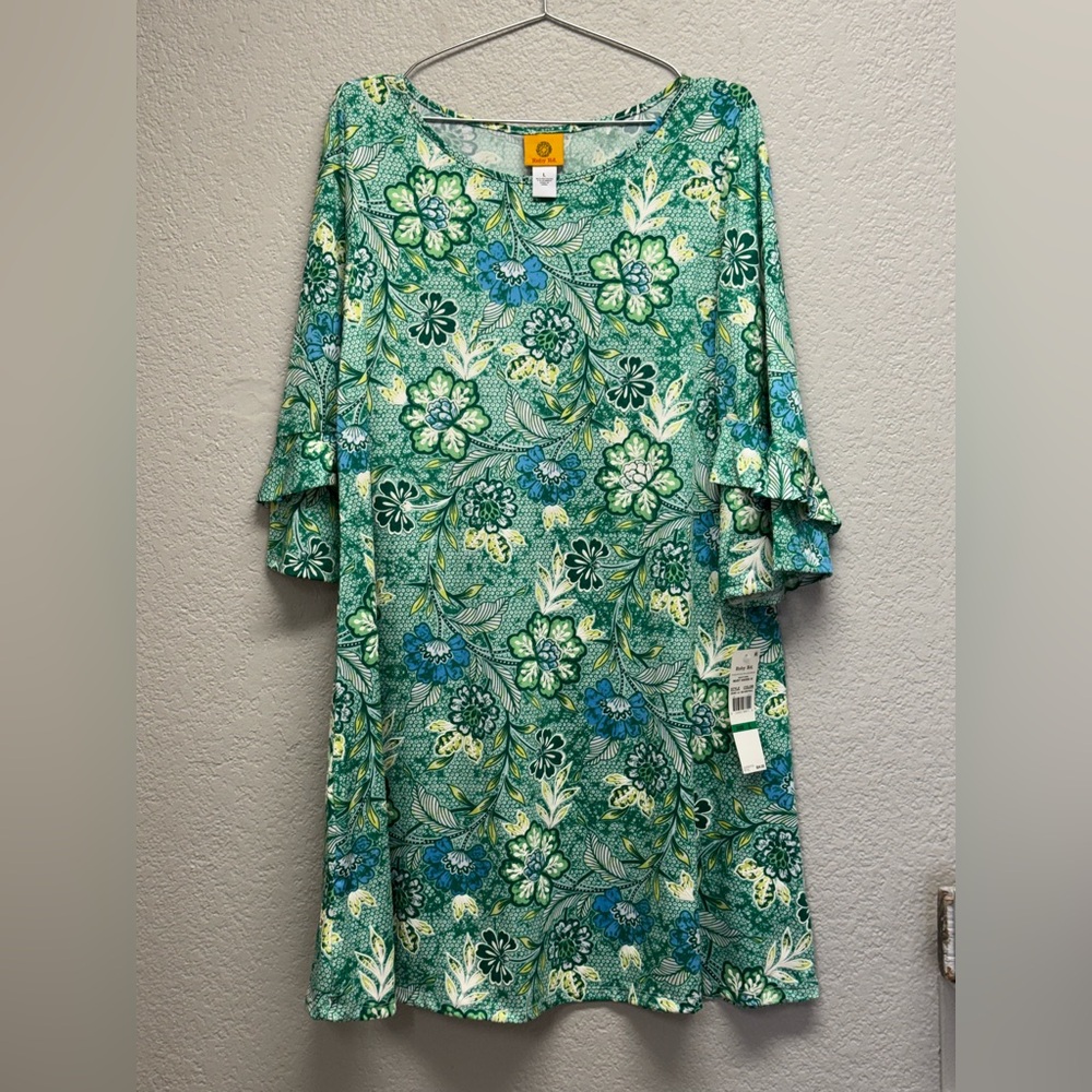 Ruby Rd. Green and White Patterned floral dress. … - image 1